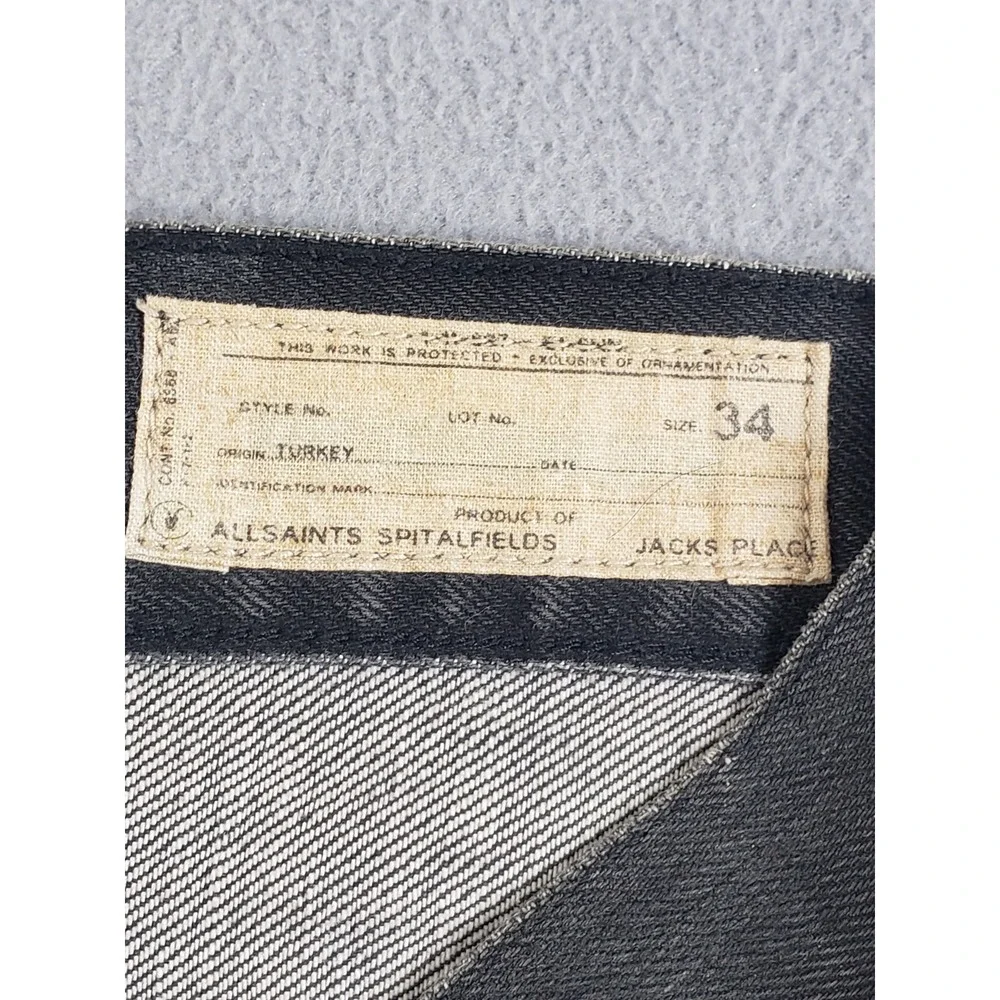 AllSaints Spitalfields Jacks Place Men Jean 34 Gray Wash Denim Straight Trousers